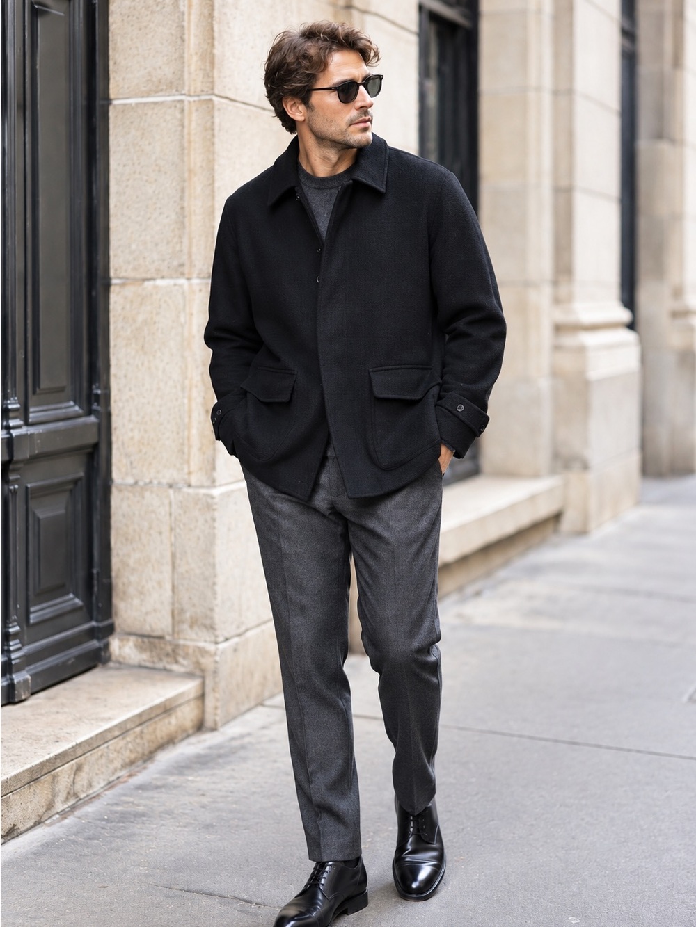 POLO Ralph Lauren Men's Black Wool Blend Coat M